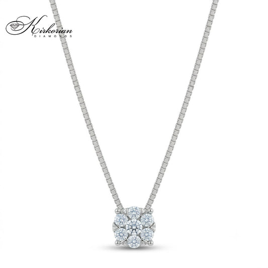 Колие от бяло злато 18К с естествени диаманти 0.20 ct RN83B Kirkorian Diamonds – класическо диамантено колие с кръгли брилянти и изящен дизайн