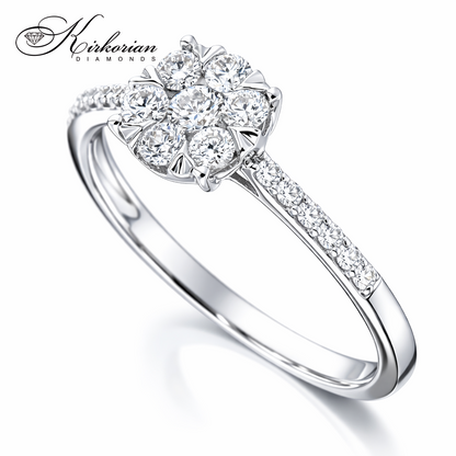 Годежен пръстен с диаманти 0.33 ct от бяло злато 18К – модел RN84B