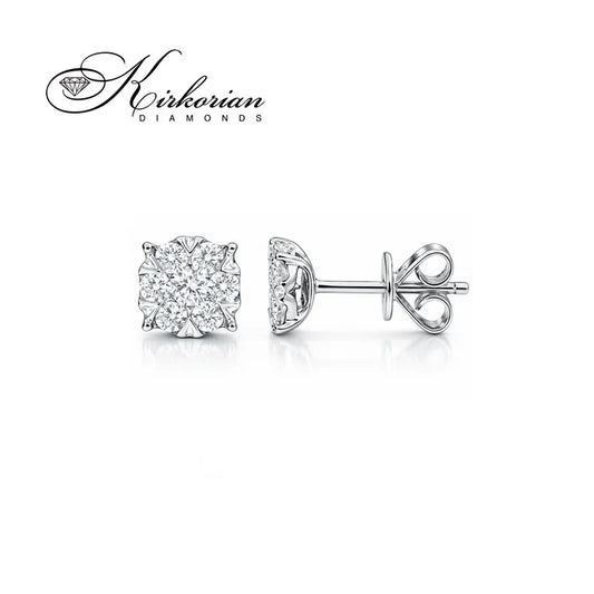 обеци с естествени диаманти бяло злато