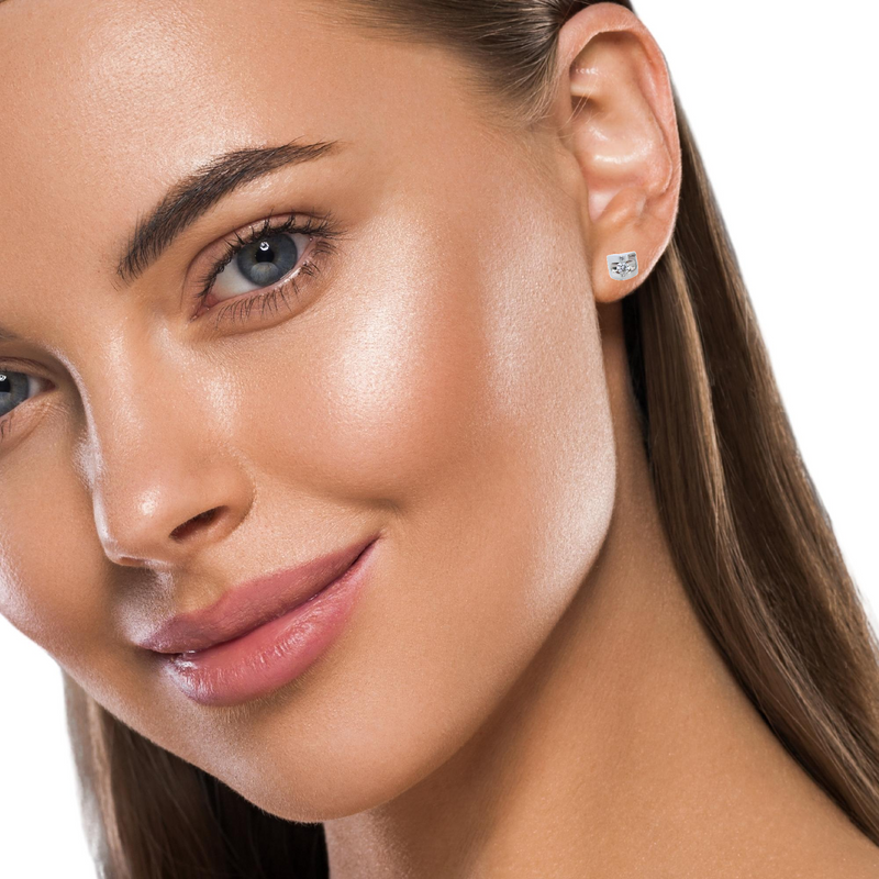 Обеци от бяло злато 14К с диаманти 0.10 ct Модерен минимализъм Код RN91