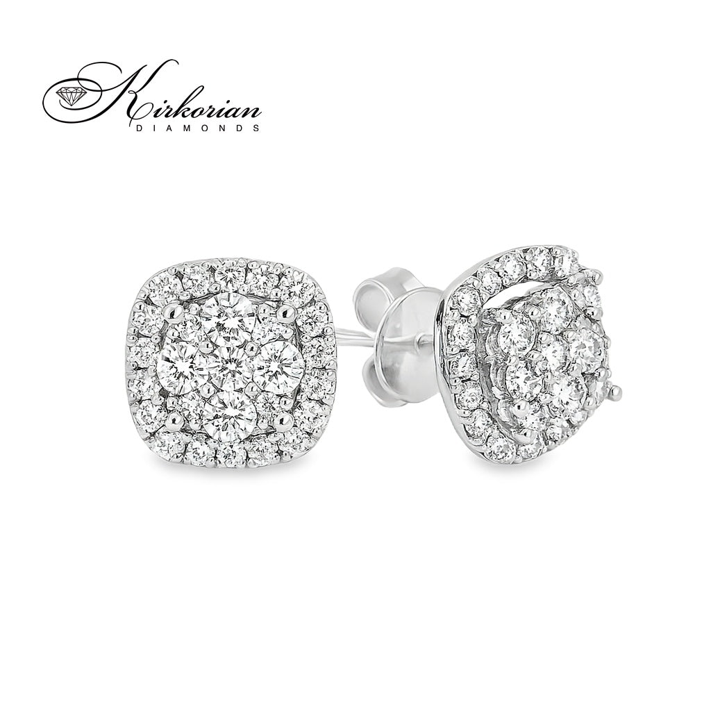 Обеци от бяло злато 18К с диаманти 1.00 ct Елегантен дизайн Специална оферта Код RN99