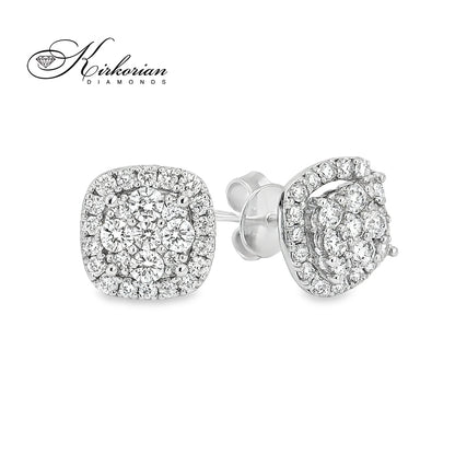 Обеци от бяло злато 18К с диаманти 1.00 ct Елегантен дизайн Специална оферта Код RN99