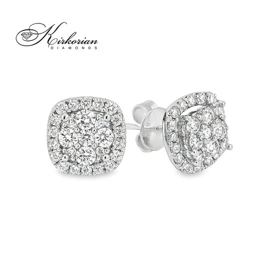 Обеци от бяло злато 18К с диаманти 1.00 ct Елегантен дизайн Специална оферта Код RN99