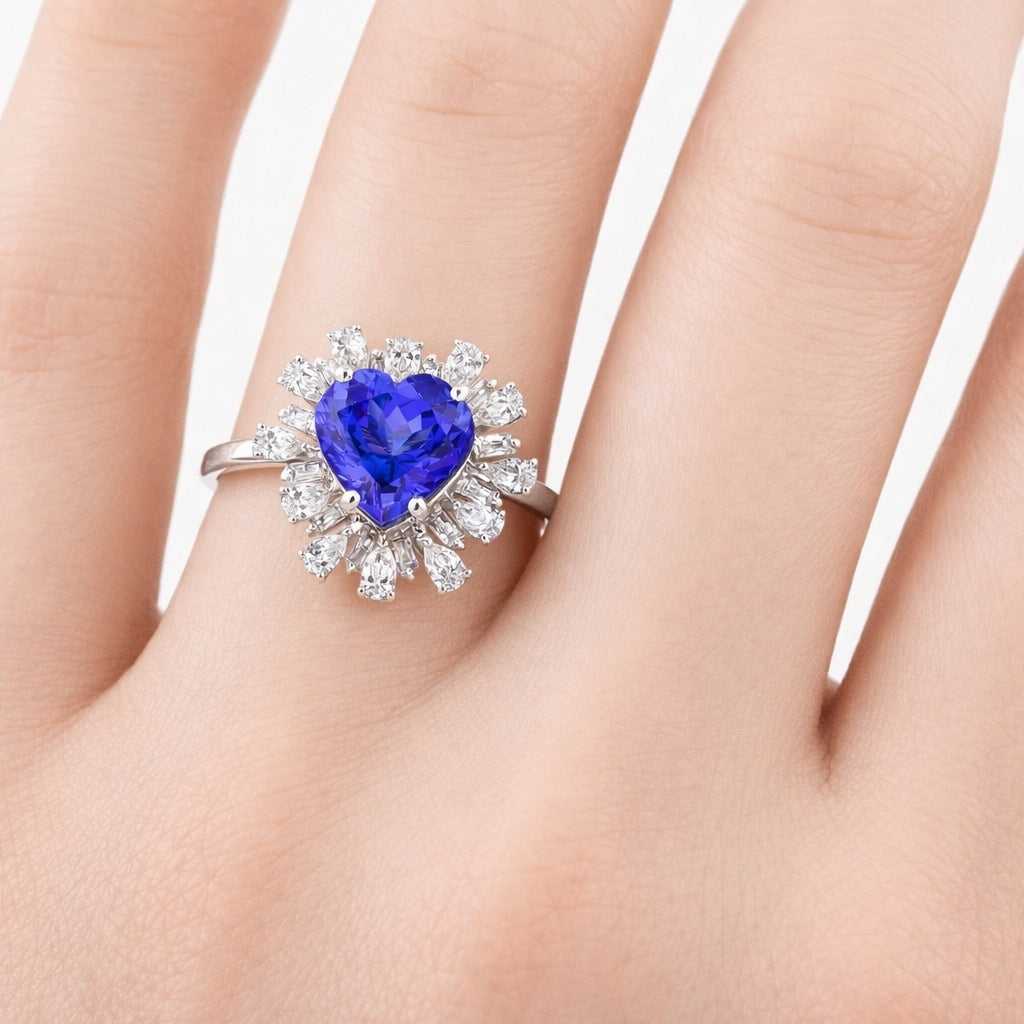 Годежен пръстен с танзанит 2.05ct и диаманти 0.72ct IGI бяло злато 18k – RT16