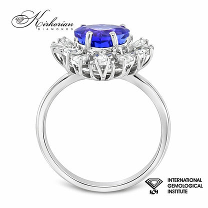 Годежен пръстен с танзанит 2.05ct и диаманти 0.72ct IGI бяло злато 18k – RT16