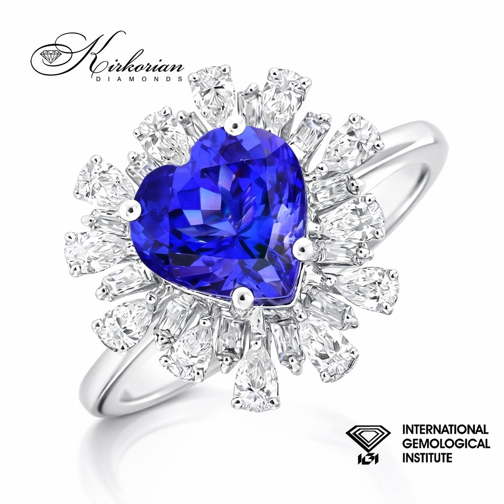 Годежен пръстен с танзанит 2.05ct и диаманти 0.72ct IGI бяло злато 18k – RT16