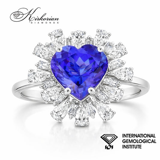 Годежен пръстен с танзанит 2.05ct и диаманти 0.72ct IGI бяло злато 18k – RT16