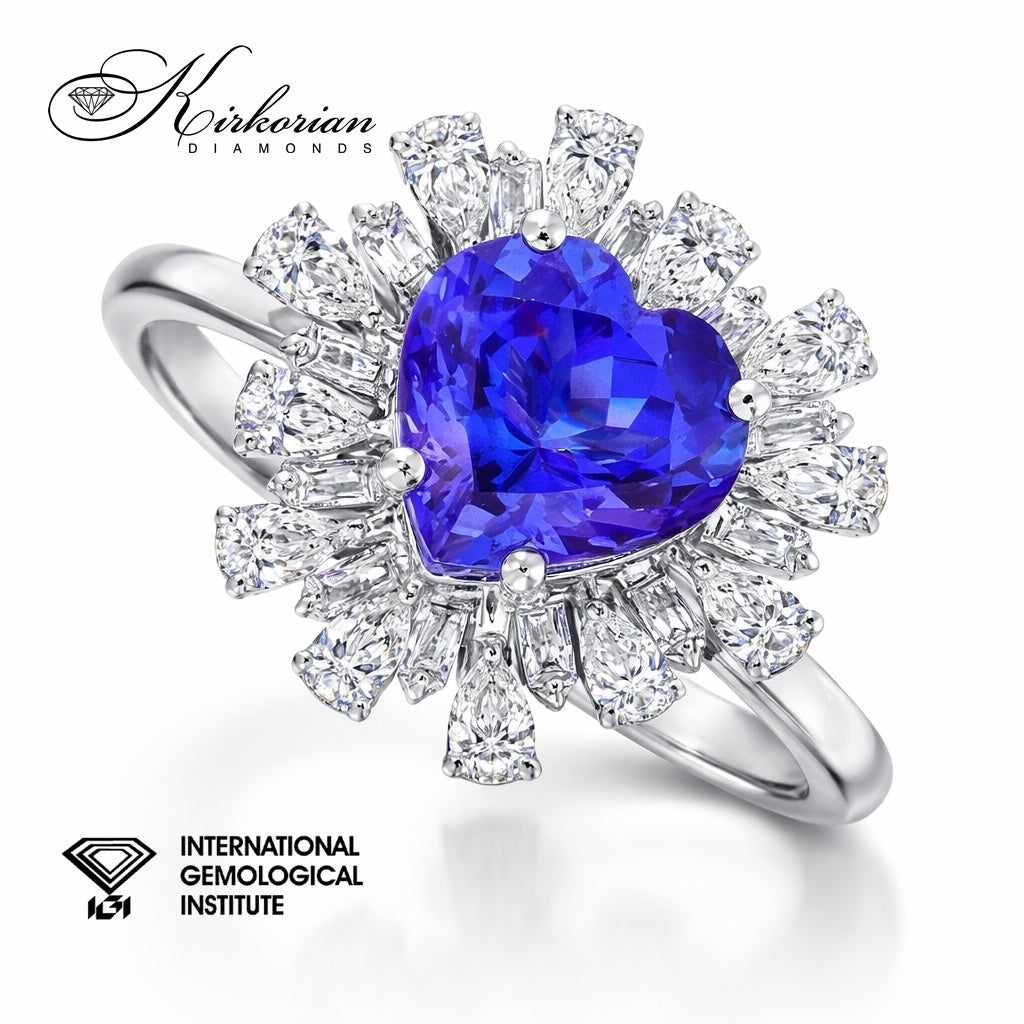 Годежен пръстен с танзанит 2.05ct и диаманти 0.72ct IGI бяло злато 18k – RT16