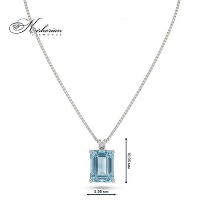 Колие от бяло злато 18K с аквамарин 1.22 ct и диамант | S103153 | Kirkorian Diamonds
