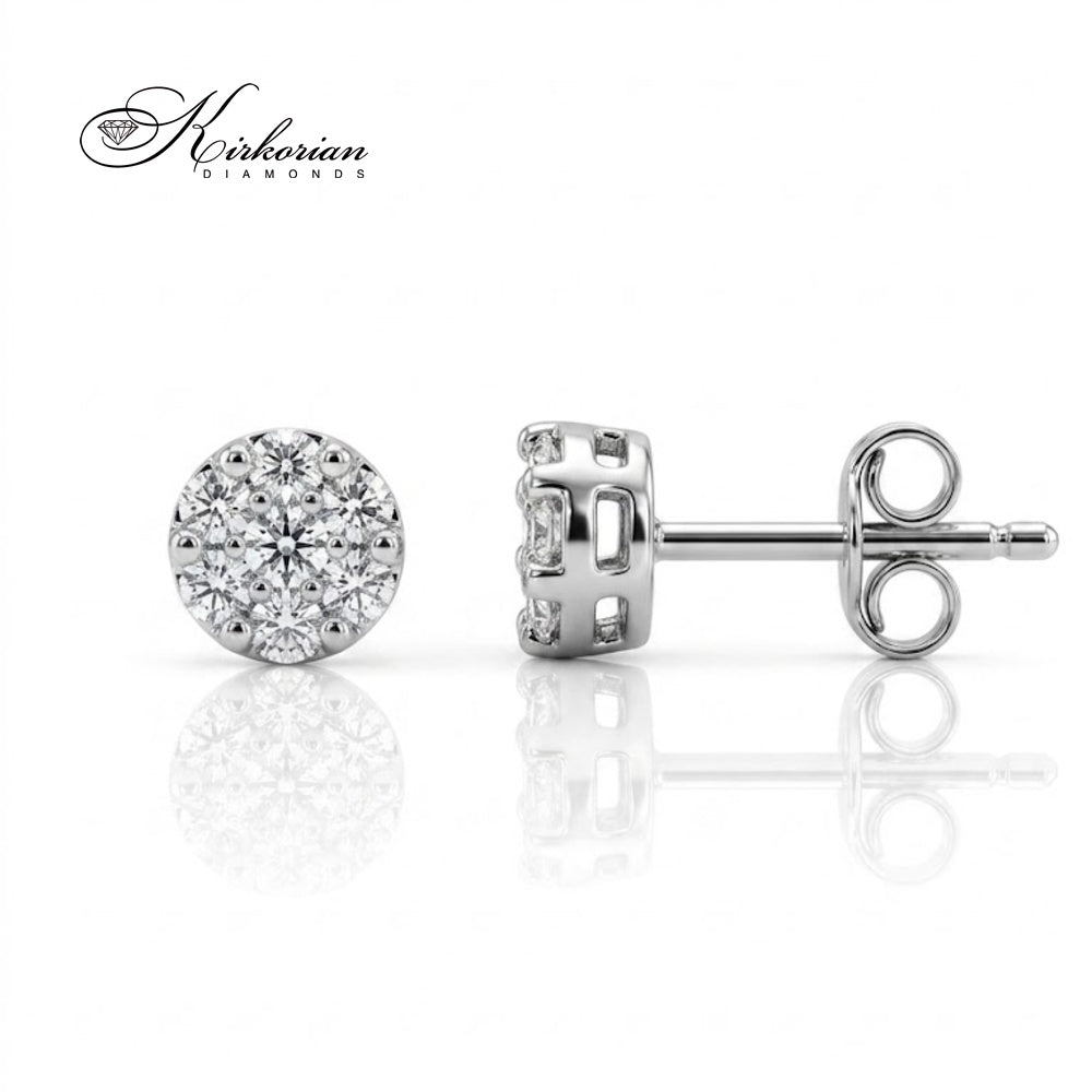 Кръгли обеци от бяло злато 18К с диаманти 0.25 ct – модел S108762, промоционална оферта от Kirkorian Diamonds