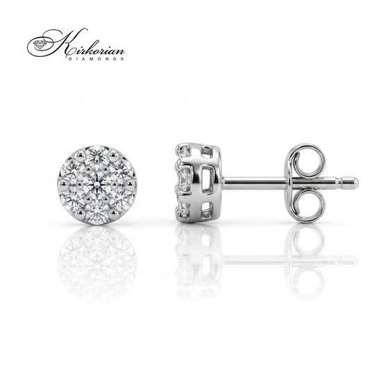 Кръгли обеци от бяло злато 18К с диаманти 0.25 ct – модел S108762, промоционална оферта от Kirkorian Diamonds