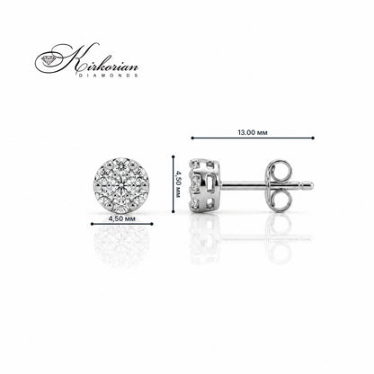 Обеци от бяло злато 18К с диаманти 0.18 ct, размер 4.50 мм и винтово закопчаване – модел S114247