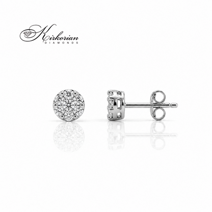Класически кръгли обеци от бяло злато 18К с диаманти 0.18 ct – модел S114247, Kirkorian Diamonds