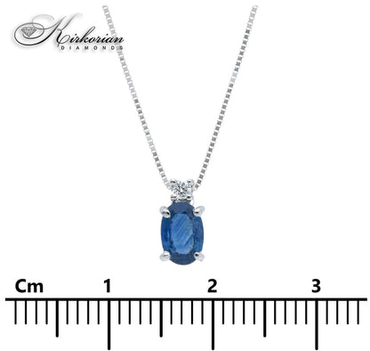 Колие от бяло злато 18К със сапфир 0.50 ct и диаманти 0.02 ct | Код S121805 | Kirkorian Diamonds
