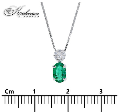 Колие от бяло злато 18К със смарагд 0.40 ct и диаманти 0.05 ct | Код S122641 | Kirkorian Diamonds