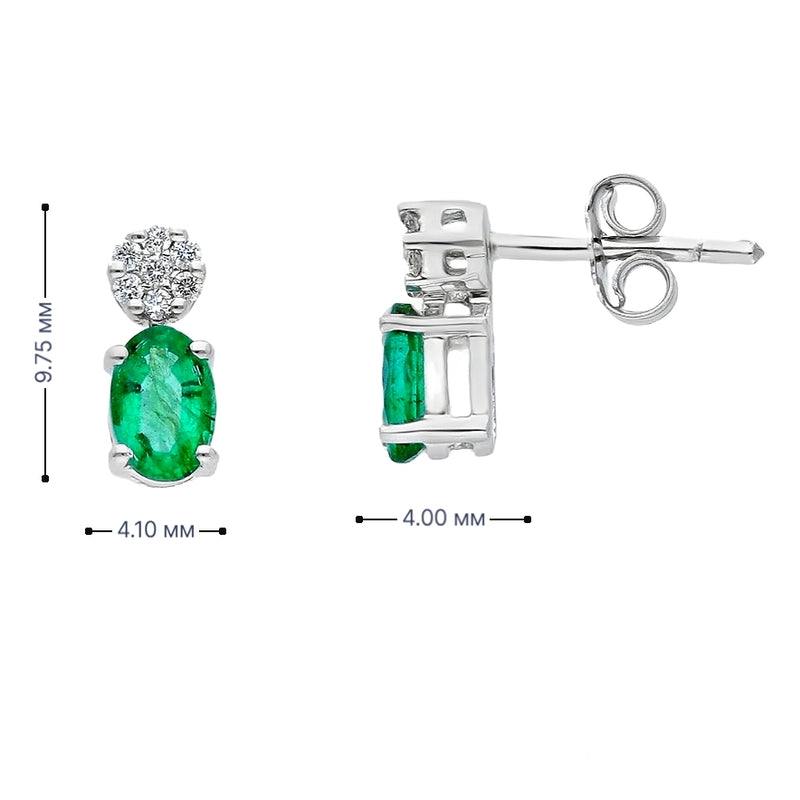 Висящи обеци от бяло злато 18К със смарагди 0.88 ct и диаманти 0.10 ct – луксозен модел S122644, изгодна цена, готови за подарък