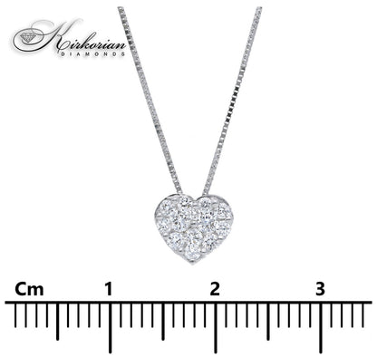 Колие сърце от бяло злато 18К с диаманти 0.28 ct | Код S132723 | Kirkorian Diamonds