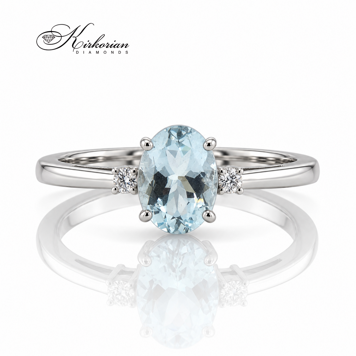 Преден изглед на пръстен S143386 с аквамарин и естествени диаманти 0.04 ct