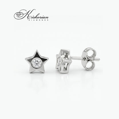 Обеци звезда S151828CB от бяло злато 18К с естествени диаманти 0.06 ct
