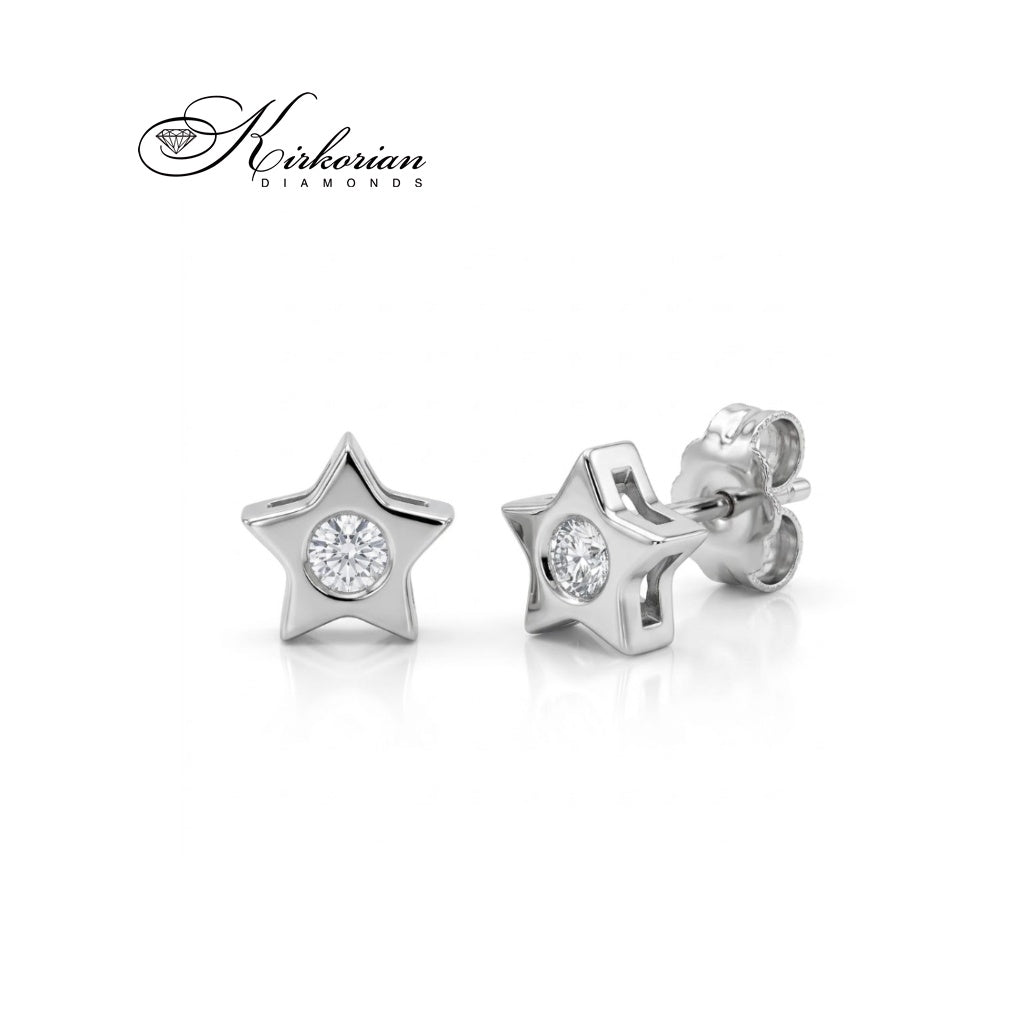 Обеци звезда S151830CB от бяло злато 18К с естествени диаманти 0.08 ct