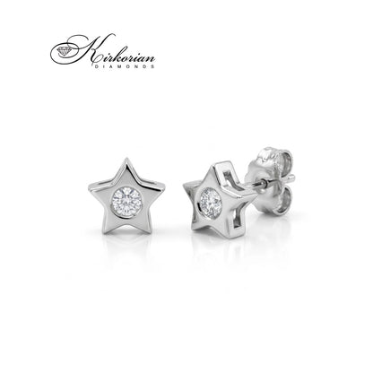 Обеци звезда S151830CB от бяло злато 18К с естествени диаманти 0.08 ct