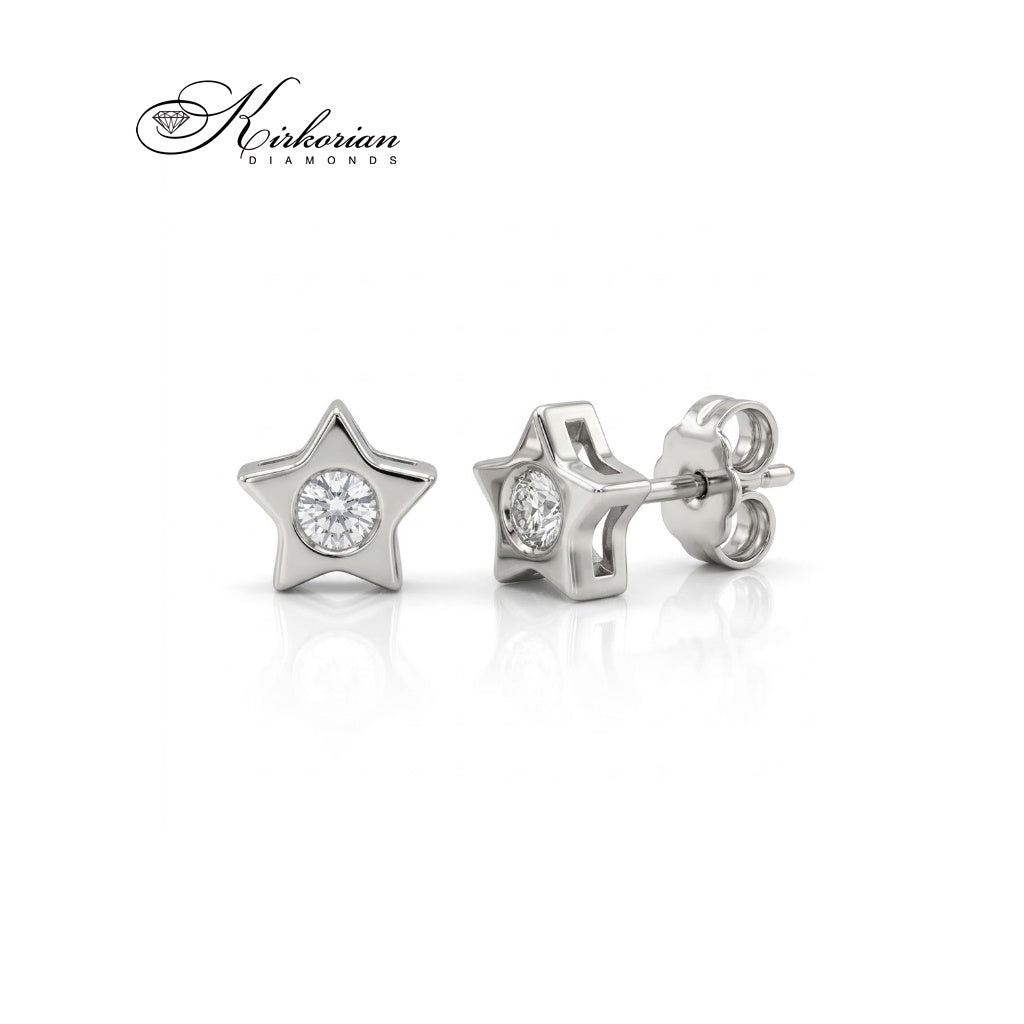Обеци звезда S151831CB от бяло злато 18К с естествени диаманти 0.12 ct