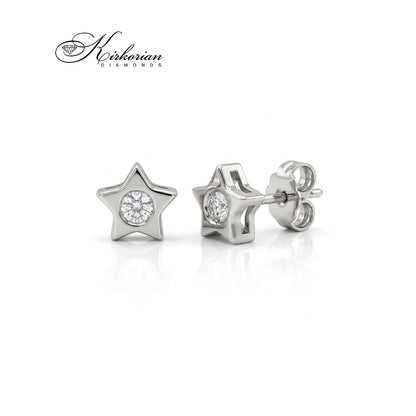 Обеци звезда S151831CB от бяло злато 18К с естествени диаманти 0.12 ct