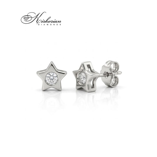 Обеци звезда S151831CB от бяло злато 18К с естествени диаманти 0.12 ct