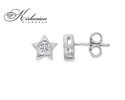 Обеци звезда от бяло злато 18К с диаманти 0.12 ct – естествени диаманти с KD сертификат