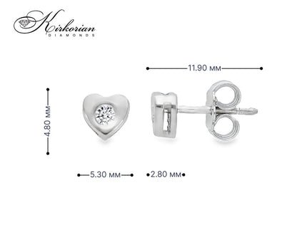Обеци сърце от бяло злато 18К с диаманти 0.06 ct – луксозен модел с KD сертификат