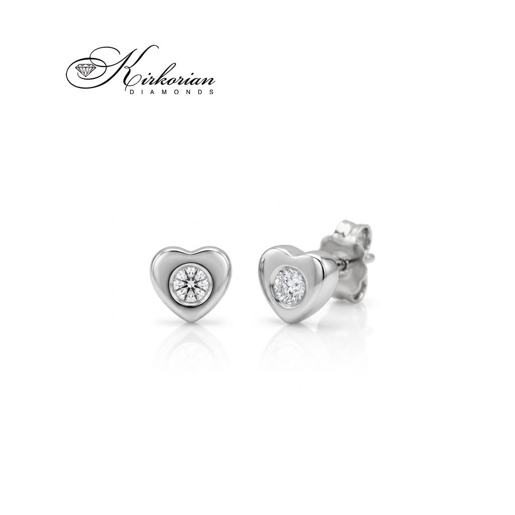 Обеци сърце S151832CB от бяло злато 18К с естествени диаманти 0.06 ct