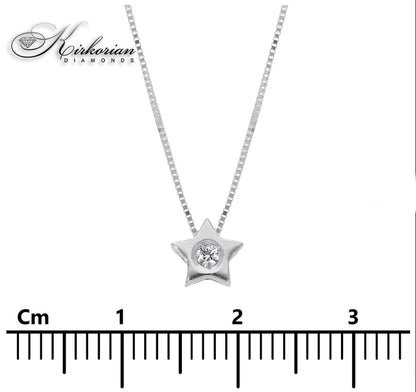 Колие звездичка от бяло злато 18К с диамант 0.03 ct | Код S151841CB | Kirkorian Diamonds