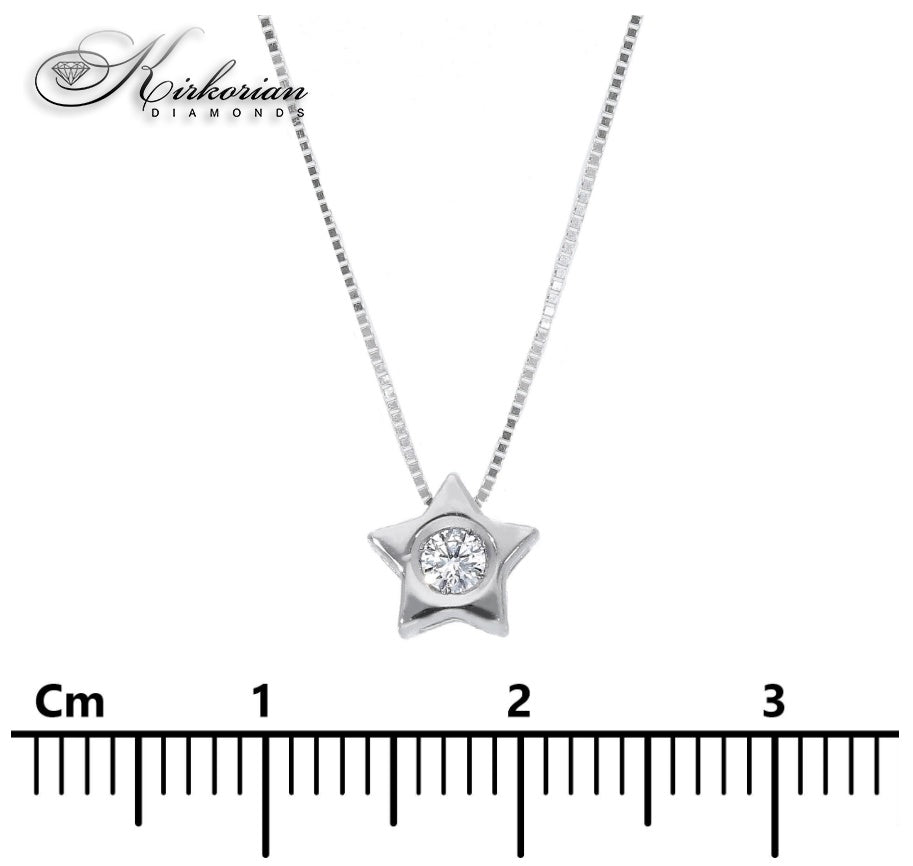 Колие звездичка от бяло злато 18К с диамант 0.07 ct | Код S151844CB | Kirkorian Diamonds