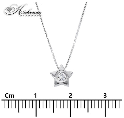 Колие звездичка от бяло злато 18К с диамант 0.07 ct | Код S151844CB | Kirkorian Diamonds