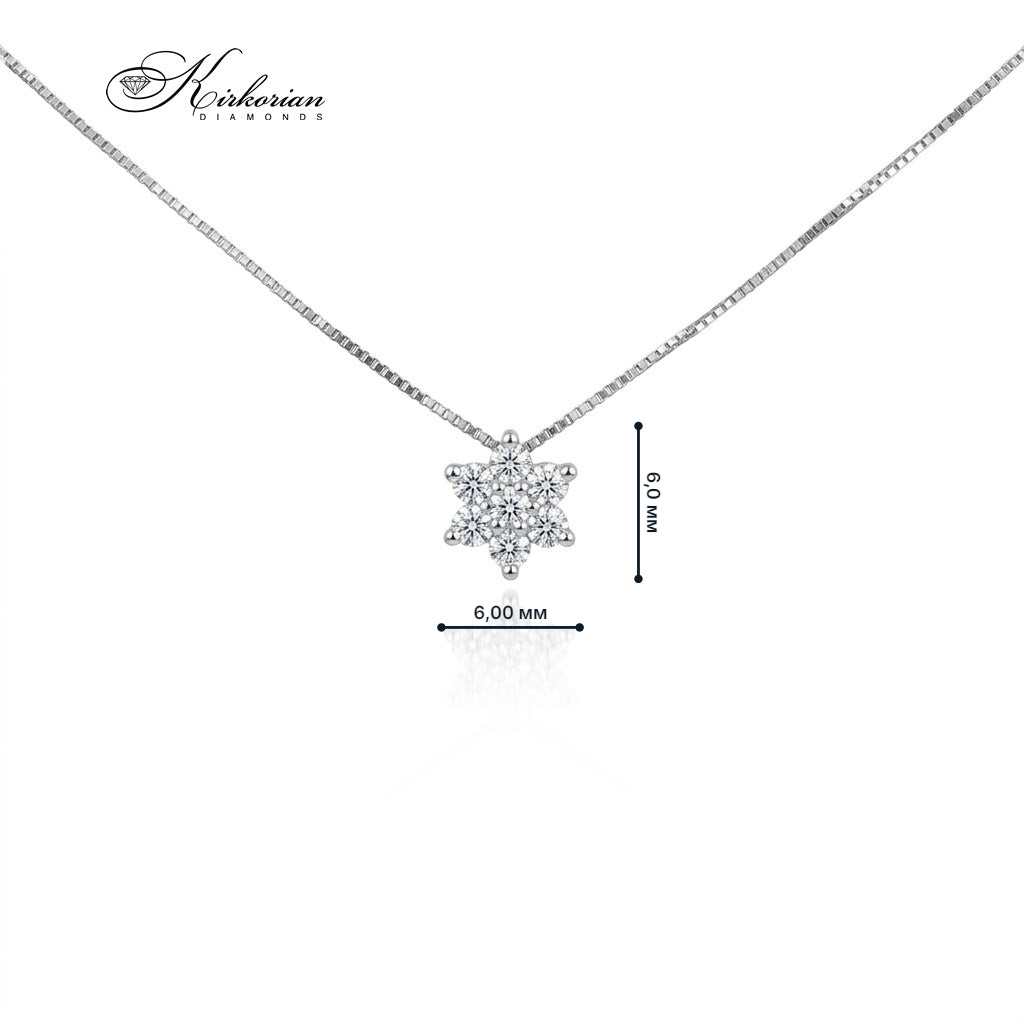 Колие звезда от бяло злато 18К с диаманти 0.18 ct и размери на висулката 6 × 6 мм – S189892.
