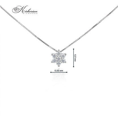 Колие звезда от бяло злато 18К с диаманти 0.18 ct и размери на висулката 6 × 6 мм – S189892.