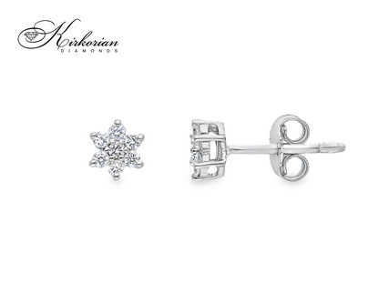 Обеци от бяло злато 18k с диаманти 0.20ct – флорален дизайн S189894