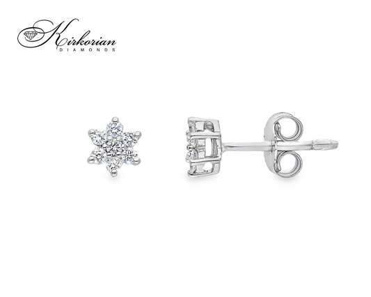 Обеци от бяло злато 18k с диаманти 0.20ct – флорален дизайн S189894