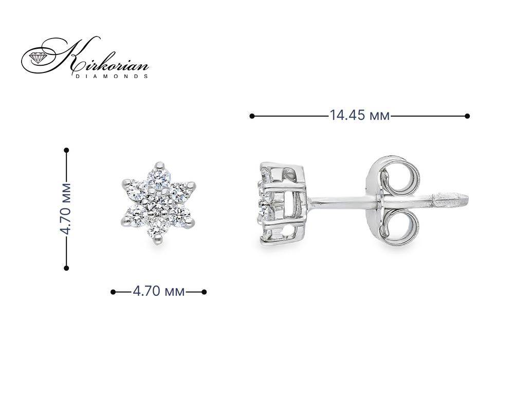 Обеци от бяло злато 18k с диаманти 0.20ct – флорален дизайн S189894