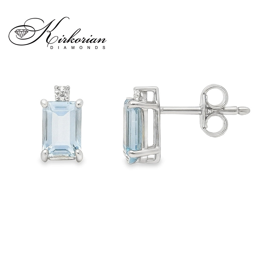 Обеци от бяло злато 18k с аквамарин 1.89ct и диаманти 0.04ct – S189903