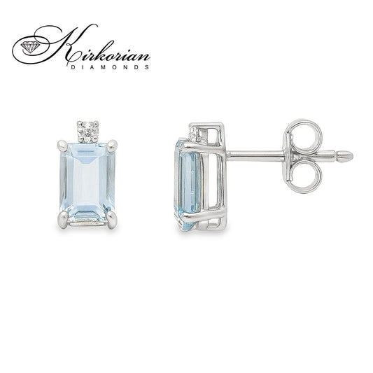 Обеци от бяло злато 18k с аквамарин 1.89ct и диаманти 0.04ct – S189903
