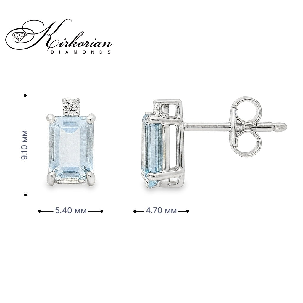 Обеци от бяло злато 18k с аквамарин 1.89ct и диаманти 0.04ct – S189903