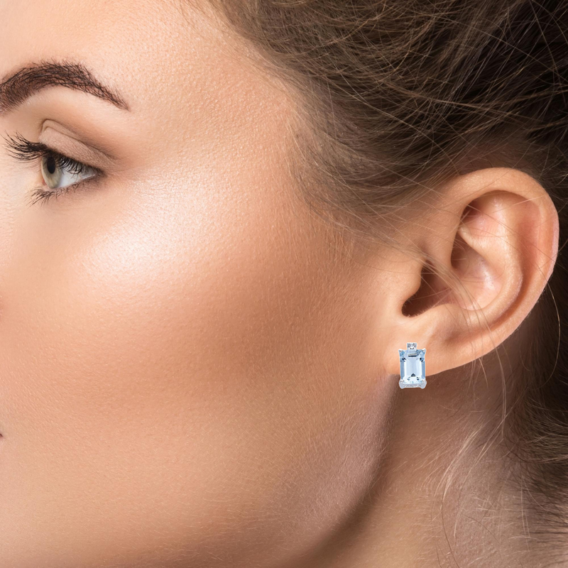 Обеци от бяло злато 18k с аквамарин 1.89ct и диаманти 0.04ct – S189903