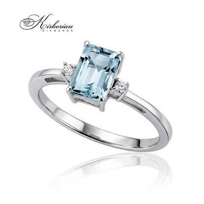 Перспективен изглед на пръстен S189905 с аквамарин 0.93 ct от бяло злато 18К