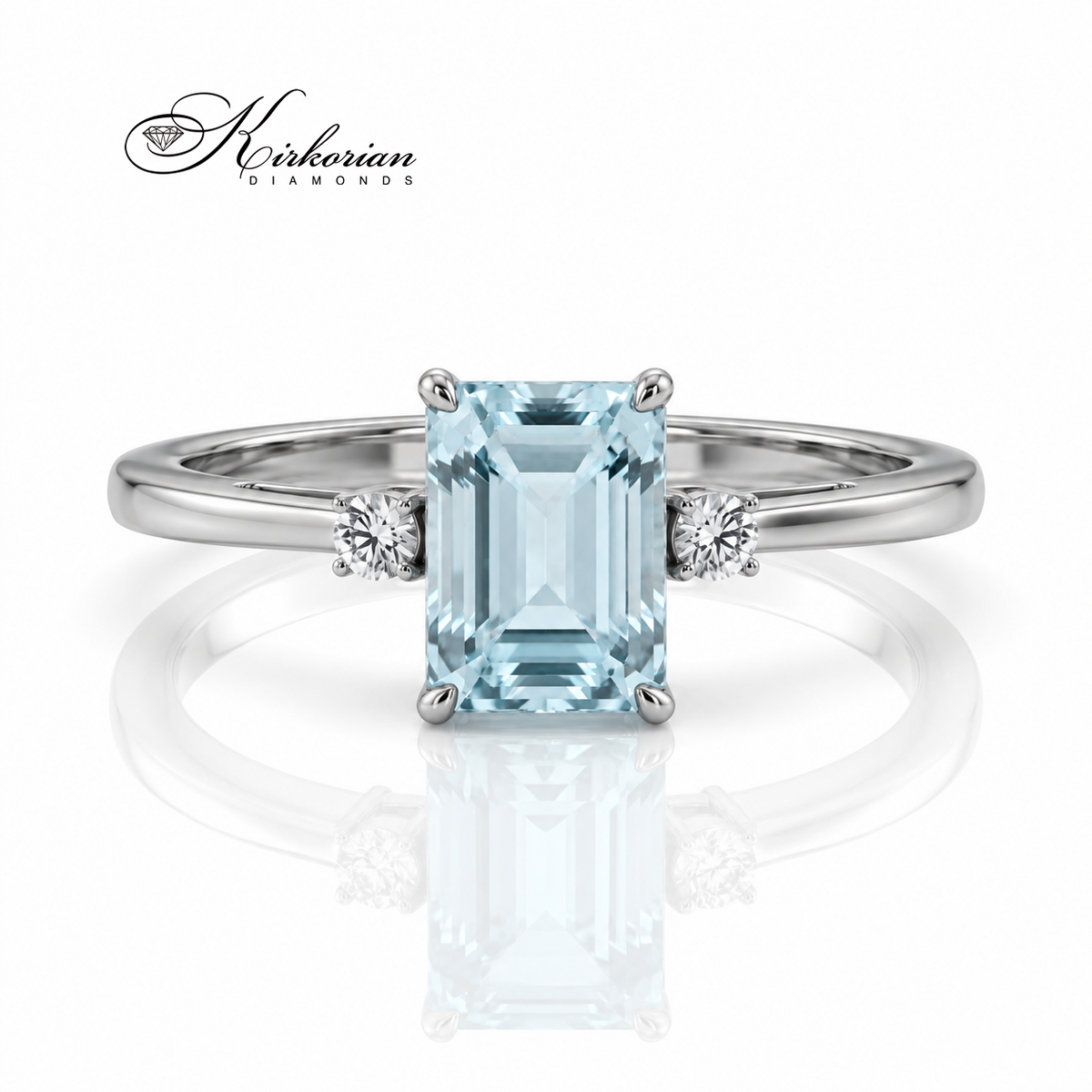 Фронтален изглед на пръстен S189905 с аквамарин 0.93 ct и естествени диаманти 0.04 ct
