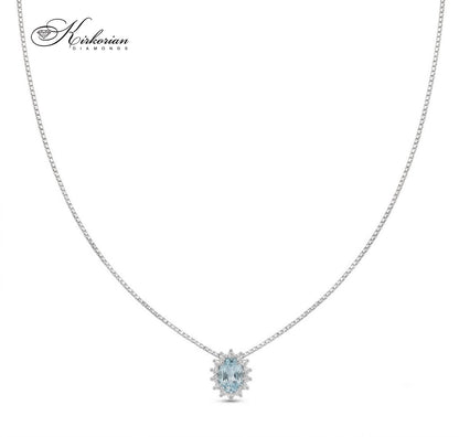 Колие от бяло злато 18K с аквамарин 0.39 ct и диаманти 0.12 ct – модел S199259