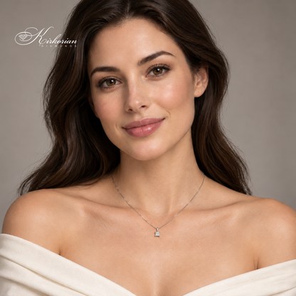 Delicate classic necklace with one diamond 0.05 carats white gold 18k – Code S204752 | Kirkorian Diamonds