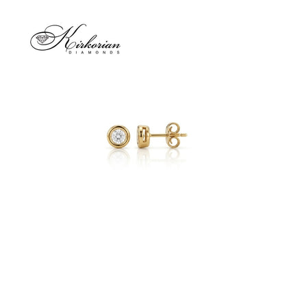 Малки обеци S204851CG от жълто злато 18К с естествени диаманти 0.05 ct