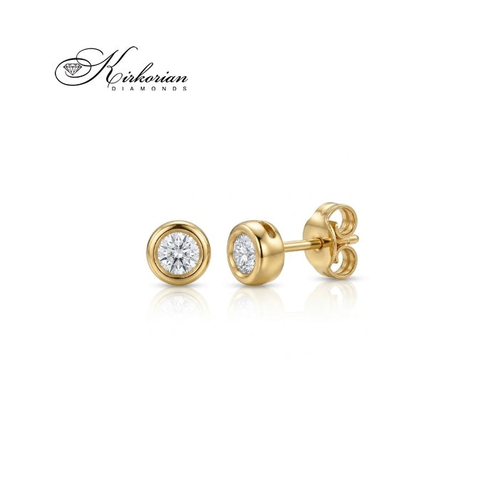 Класически обеци S204854CG от жълто злато 18К с естествени диаманти 0.14 ct