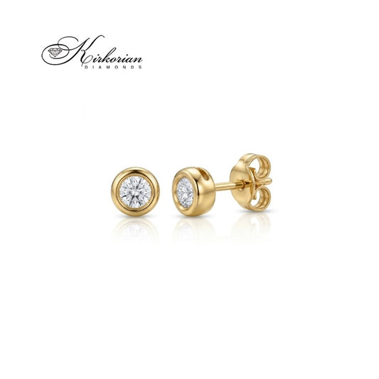 Класически обеци S204854CG от жълто злато 18К с естествени диаманти 0.14 ct